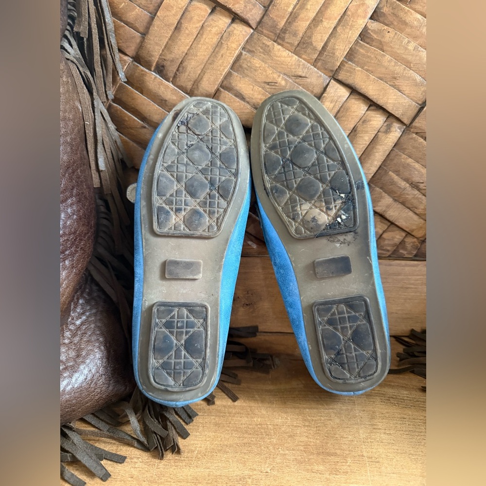 Natures Breeze Blue Loafers With Rhinestone Buckles Size 9 - Picture 6 of 7